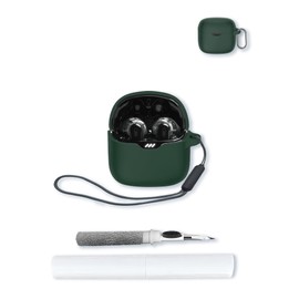 Case for JBL Tune Flex - True Wireless Noise Cancelling Earbuds,Soft Protective,BOVUGAC Silicone Case Cover with Keychain & Cleaning Kit & Lanyard for JBL Tune Flex Earbuds-Green