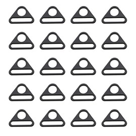 Guifeng 20PCS Black 1 Inch Webbing Triangle Buckle Metal Pet Tag Clip Regulator Wallet Strap Umbrella Cord Key Chain Lanyard Camera Strap Accessory Jewellery Webbing Buckle