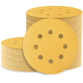 Huopueit 100PCS 5 Inch Sanding Discs, 8 Hole Hook and Loop 400 Grit Sandpaper, Round Sand Paper for Random Orbital Sander