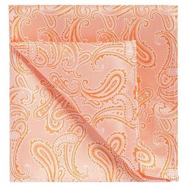 KissTies Mens Paisley Pocket Square Hanky, Peach, One Size