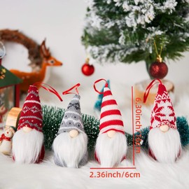Skylety 4 Pieces Gnome Ornaments Christmas Swedish Tomte Scandinavian Santa Elf Handmade Plush Gonk for Xmas Tree Hanging Decorations Holiday Decor