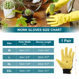MECCANIXITY Goatskin Leather Work Gloves with Hook and Loop, Breathable Driver Gloves Garden Glove for Driving, Gardening, Welding, Construction, Yellow, XXL, Pair of 1