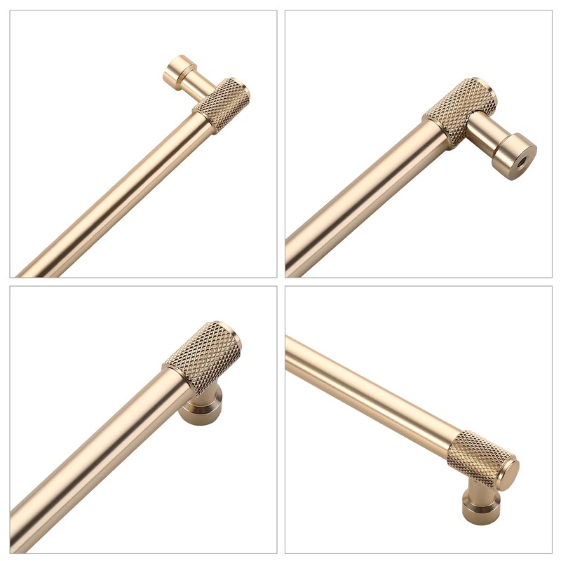 9BUILD 10 Pack Knurled Cabinet Pulls 3.75 Inch Brushed Gold