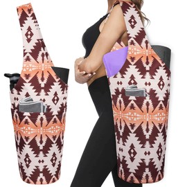 Yoga Mat Bag - Long Tote with Pockets - Holds More Yoga Accessories - Yoga Bag Fit Most Size Mats - Boho Camel Yoga Mat Carrier