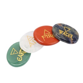 Reiki Balance Stones with Engraved Palm Size Crystals in Various Colours for Relaxing and Relieving Anxiety, Stone, No Gemstone