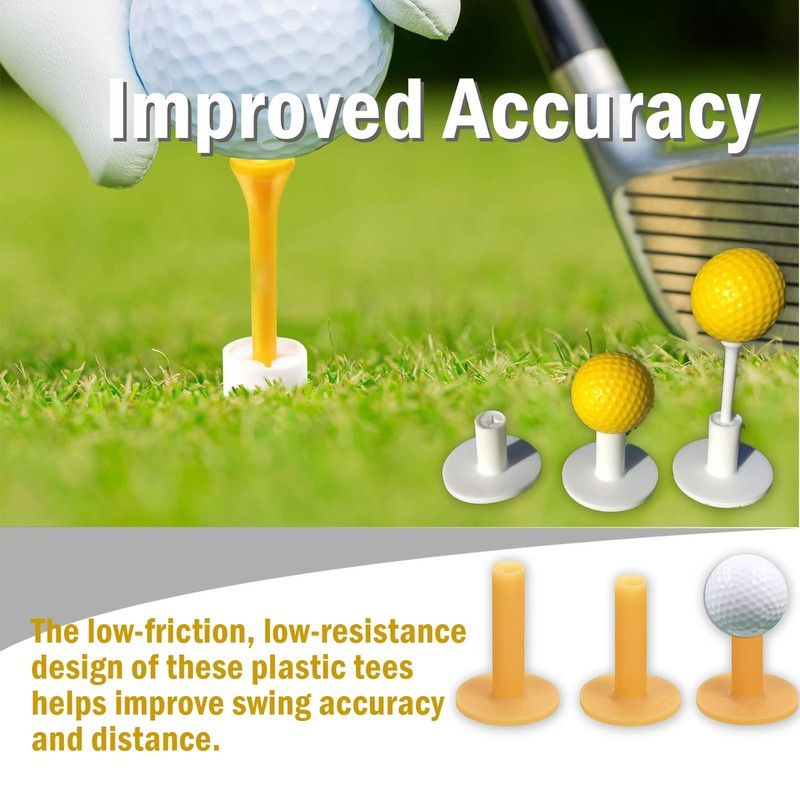 Golf Tee Set, 6 Pieces, Multiple Heights 0.984-3.15 Inch, White