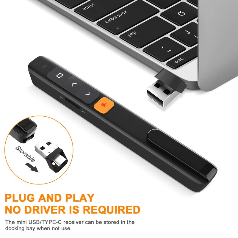 Wireless PowerPoint Presentation Clicker Remote, 2 in 1 Type C