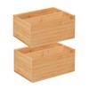 Relaxdays Bamboo Storage Box, Stackable, Bamboo Box with 2 Compartments,