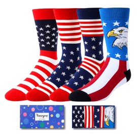 HAPPYPOP American Gifts Patriots Gifts For Men, Bald Eagle Gifts, USA Citizenship Gifts, America Flag Eagle Socks, Patriots Socks Republican Socks