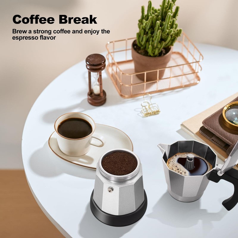 Vaolvpant Electric Aluminum Moka Pot 5-6 Cup 270ml Espresso Maker