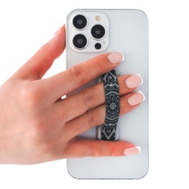 LOVEHANDLE Universal Phone Grip for Smartphones & Mini Tablets - Phone Holder for Hand - Wireless Charging Compatible - Made in The USA - Boho Silver