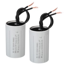 YOKIVE 2 Pcs 7uF CBB60 Running Capacitor, Run Capacitor with 2 Wires, AC 450V Start Up Motors, Great for Air Compressors, Pumps (Silver, 60x35mm)