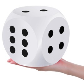Shappy 6 Inches Foam Dice Fun Filled Large Educational Toy Kawaii Giant Dice Decorative Eva Foam Jumbo Cube Big Square Building Blocks for Game Nights Learning Sessions(White,2 Pcs)