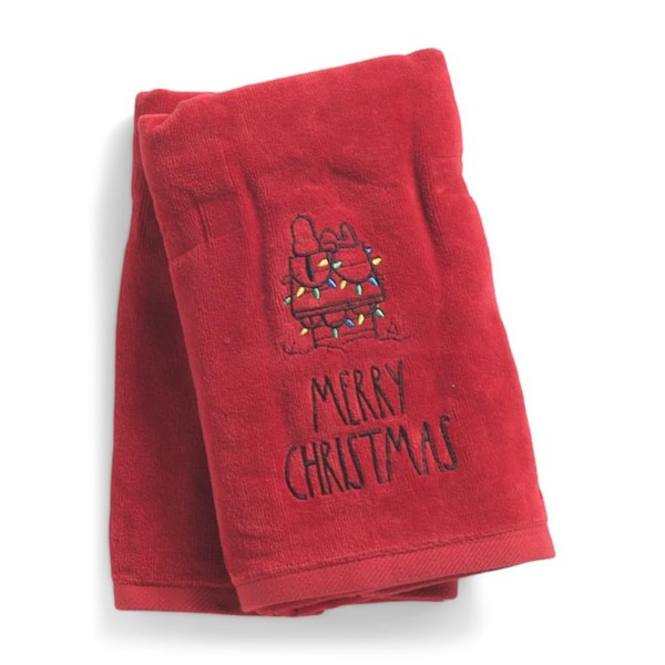 Rae Dunn Merry Christmas with Doghouse Hand Towels, Set of