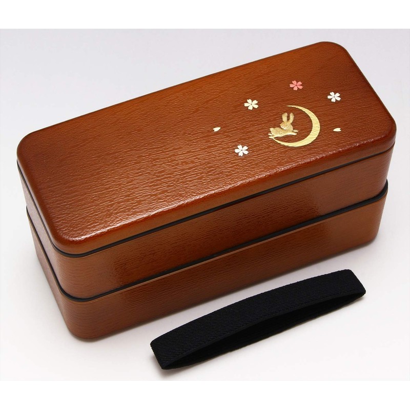 Yamanaka Paint Wood Grain Square Lunch Box Moon Rabbit M16408-4