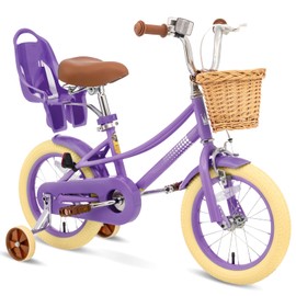 67i Girls Toddler Bike Bicycle for Kids Ages 2-12 Years Old 12 14 16 20 Inch Kids Bike for Girls Boys Bike with Training Wheels Kids Bicycles with Basket and Doll Seat (Purple)