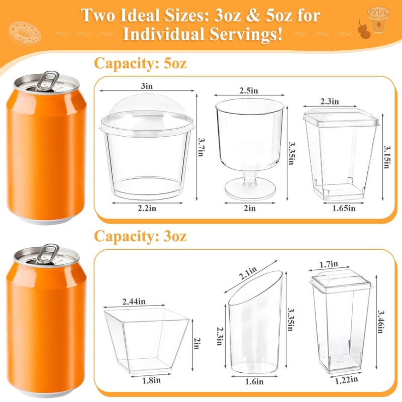 Tetutor 425 Pack Plastic Dessert Cups with Lids and Spoons,