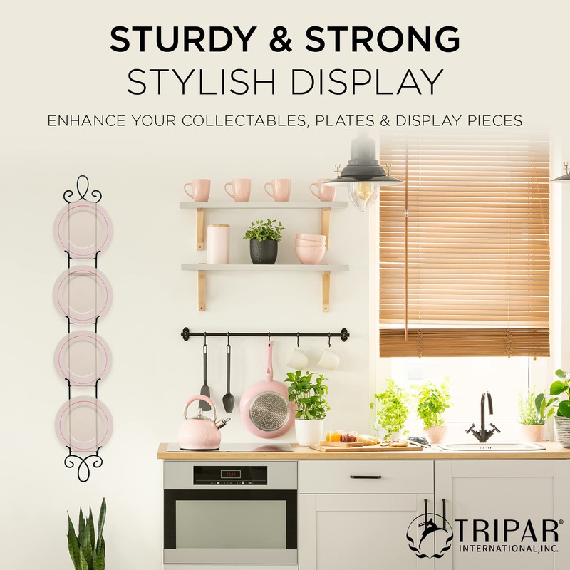 TRIPAR Augusta 4 Tier Vertical Black Plate Rack for Collectible