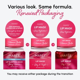 MAREE Pack De 2 Mascarillas Labiales Nocturnas - Hidratante Labial Para Labios Muy Secos - Bálsamo Labial Hidratante Con Ácido Hialurónico Y Colágeno - Tratamiento Labial Nocturno - Mascarilla Reparad