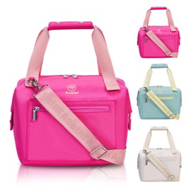 Lunch Bag for Women Adults, Large Insulated Lunch Bag with Zipper and Strap, Durable & Reusable Large Lunch Tote Bags for School, Work, Travel, Picnic Outdoor and Beach (Rose red)