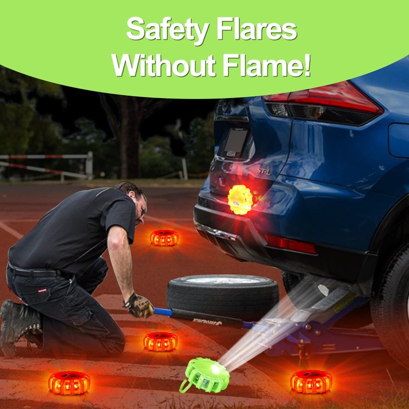 CICMOD LED Road Flares Roadside Safety Emergency Lights Beacon Disc