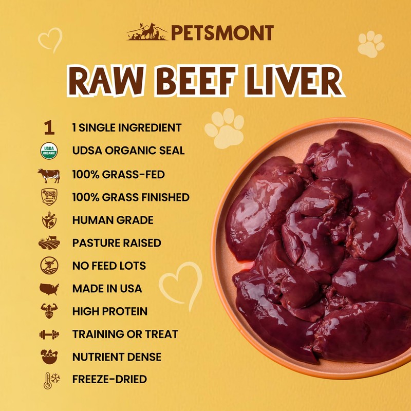 Petsmont Hearty Bites - Organic Freeze-Dried Beef Liver Dog Treats