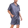 SWOMOG Mens Silk Satin Pyjamas Sets Short Sleeve PJs Sets