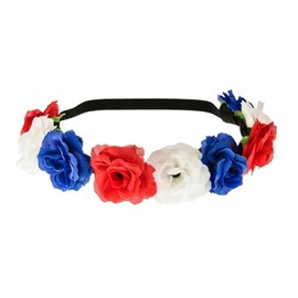 Delicate Dew Women Flower Headband Mexican Festival Floral Wreath BOHO Headpiece(Red White Blue)