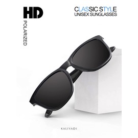 KALIYADI Classic Rectangular Sunglasses for Men and Women Polarized Sunglasses with UV Protection, B2 (2 Pack) Glossy Black Frame Grey + Leopard Frame Grey