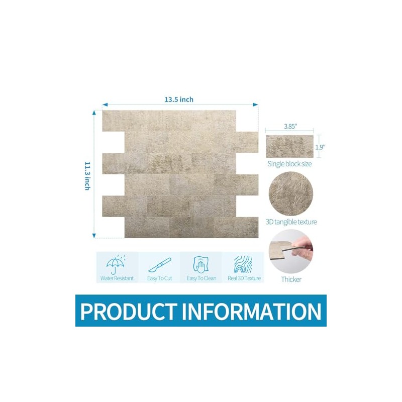 Art3d 10-Pack Peel and Stick Wall Tile for Backsplash, Stick
