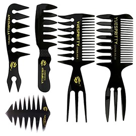 5 Peines de Peinado para Hombre con Textura Dientes Anchos Profesionales Peinados Espalda Cortada Cepillos Pelo Retro Cabeza Aceite Peluquería Peine Juego Hombres Profesional y Niños (5pcs)