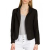 Caspar BZR004 Short Women's Linen Summer Blazer, black