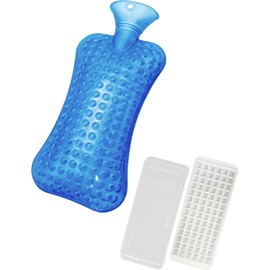 KENOU Water Pillow, 6.8 fl oz (2,000 ml), Height 11.8 inches (30 cm), Width 6.7 inches (17 cm), Ice 2.2 cm or less, PVC Water Pillow, Adults & Children, Eco-friendly, Reusable (Clear Blue + Ice Tray)