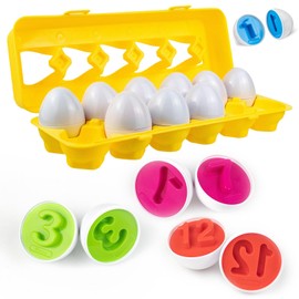 Milaloko Matching Eggs Easter Egg Colour for Number Recoginition Sorting Puzzle Toy Montessori Gifts for Boys Girls 12 Pieces