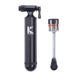 KEENEST Bicycle Air Pump, Cigar CO2 Inflator & Tool Set, CO2 Cylinder, Compact Size, Compatible with Road Bikes, Presta and American Valves, 0.4 oz (12/16/20/25 g) Cartridges (Can be used with Small Diameter Vehicles such as Mini Velos Without Problems)