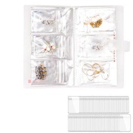 Transparent Jewelry Storage Book, 84 Grids Jewellery Necklace Book with 200 Pcs Zipper Lock Bag, Anti Tarnish Case Travel Display Organizer for Earring Rings