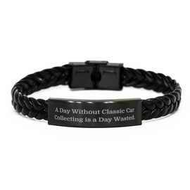 A Day. Classic Car Collecting Braided Leather Bracelet, Reusable Classic Car Collecting Gifts, Engraved Bracelet For Friends, Vintage cars, Classic car models, Collectible cars, Antique cars, Old cars