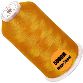 New brothread - Single Huge Spool 5000M Each Polyester Embroidery Machine Thread 40WT for Commercial and Domestic Machines - Marigold