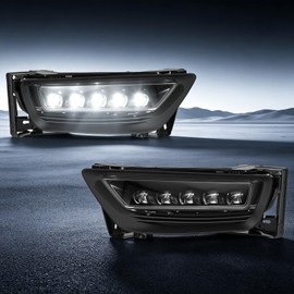 LED Fog Lights Assembly Compatible with 2013-2015 Honda Accord (4-Door Sedan), Front Bumper Fog Lamp Replacement Kit with Wiring Harness, Clear Lens, Easy Installation