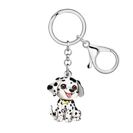 DALANE Acrylic Cute Dalmatian Doggy Pet Dog Keychain Car Keys Wallet Keyring Chains Gifts for Women Girl Dog Mom Accessories (White)