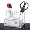 Trasylph Acrylic Pen Holder with 3 Compartments, Acrylic Cosmetic Brushes