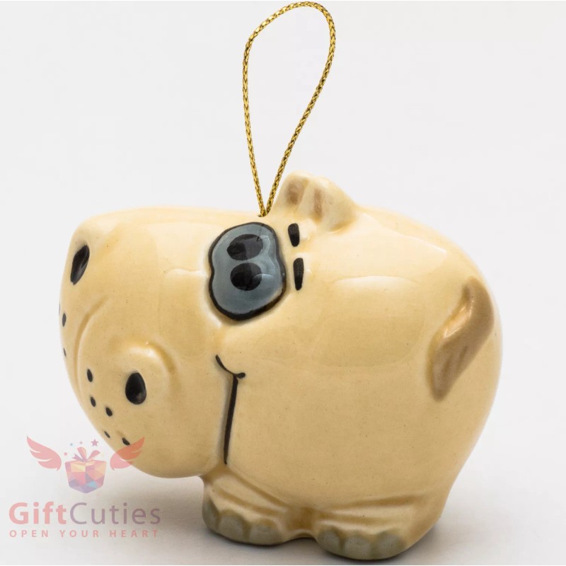 Porcelain Hippo Hippopotamus Christmas Tree ornament figurine toy handmade