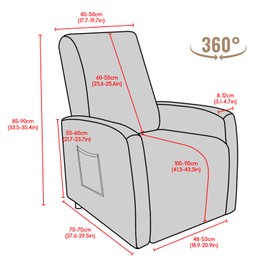 FUANGUI Recliner Chair Cover 4 Pieces, Small Recliner Cover for Recliner Chair, Stretch Lazy Boy Recliner Cover, Recliner Sofa Slipcover with Pockets, Furniture Protector for Living Room, Pets, Kids