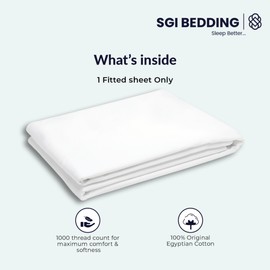 SGI bedding 28" King Split Top Flex Head Fitted Sheet ONLY 100% Egyptian Cotton Sheet 1000 Thread Count Flex Top Fitted Sheet for Adjustable Bed 18" Deep Pocket, Sleep Number Bed - White