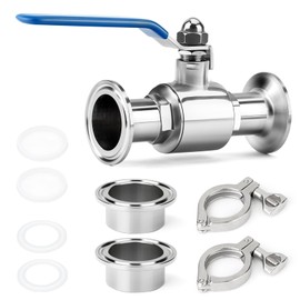 TAISHER 1PCS 304 Stainless Steel 3" Tube OD Sanitary Ball Valve Kit 3" Tri Clamp 91MM Ferrule Flange