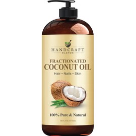 Handcraft Blends Fractionated Coconut Oil - 16 Fl Oz - 100% Pure and Natural - Premium Grade Carrier Oil for Skin, Hair and Body - Massage - Hair Tonic