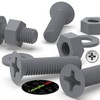 20 x Grey Countersunk Screws Polypropylene (PP) Plastic Nuts and