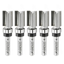 Amana Tool 45491-5 5-Pack Carbide Tipped Flush Trim Plunge Template 1/2 D x 3/4 CH x 1/4 Inch SHK w/ Upper Ball Bearing Router Bits