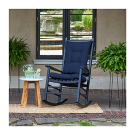 Arden Plush Indoor/Outdoor Rocking Chair Cushion Set, 18 x 20, Water Repellent, Fade Resistant, Tufted Cushion for Rocking Chairs Sapphire Blue Leala