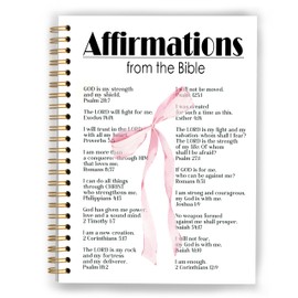 XUNLURY Coquette Pink Bow Christian Notebook, Affirmations from the Bible Journal, Prayer Journal for Woman, Church Notes Notebook, Scripture Hardcover Spiral Notebooks, 5.5x8.3 Inch